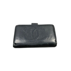 CHANEL Vintage CC Logo Bifold Wallet Black Caviar Leather Made in Italy